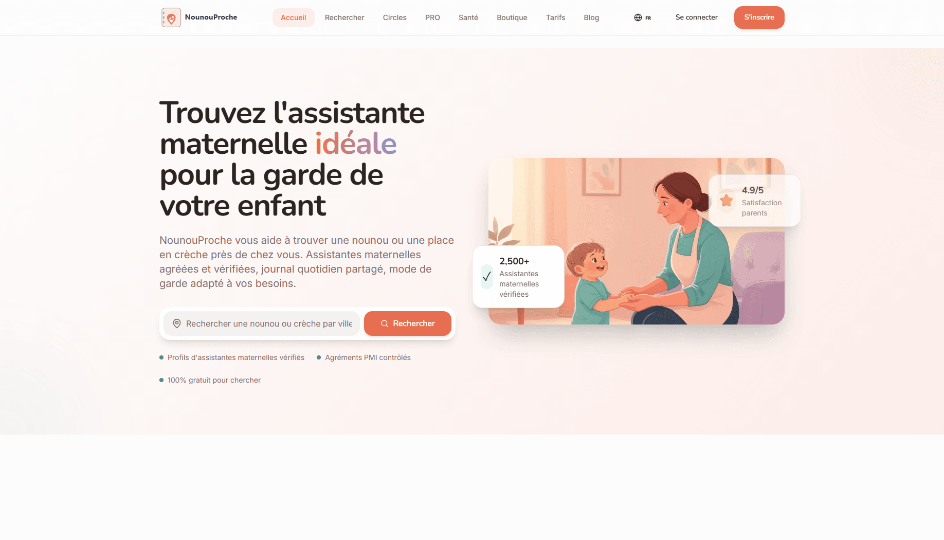 NounouProche homepage snapshot